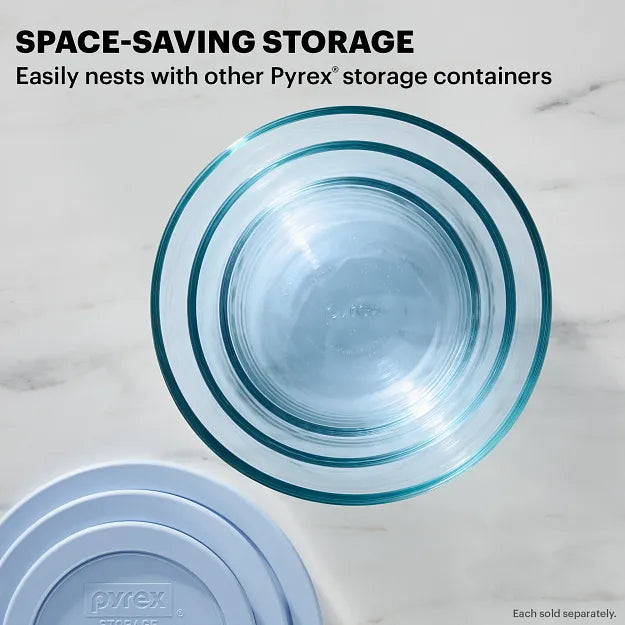 Pyrex® Simply Store® Tinted 6-piece Round Storage Value Pack with Blue Plastic Lids