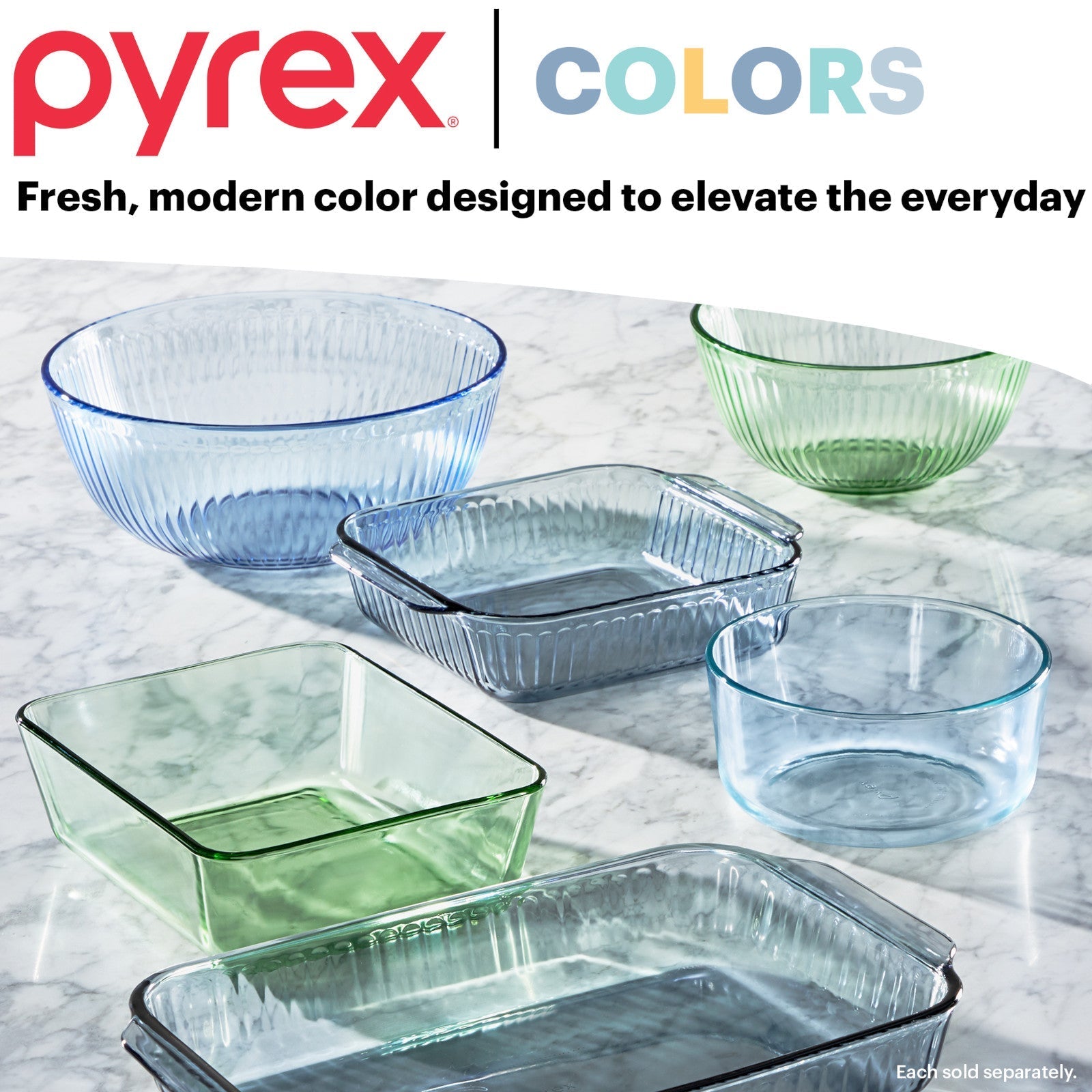 Pyrex® Simply Store® Tinted 6-piece Round Storage Value Pack with Blue Plastic Lids