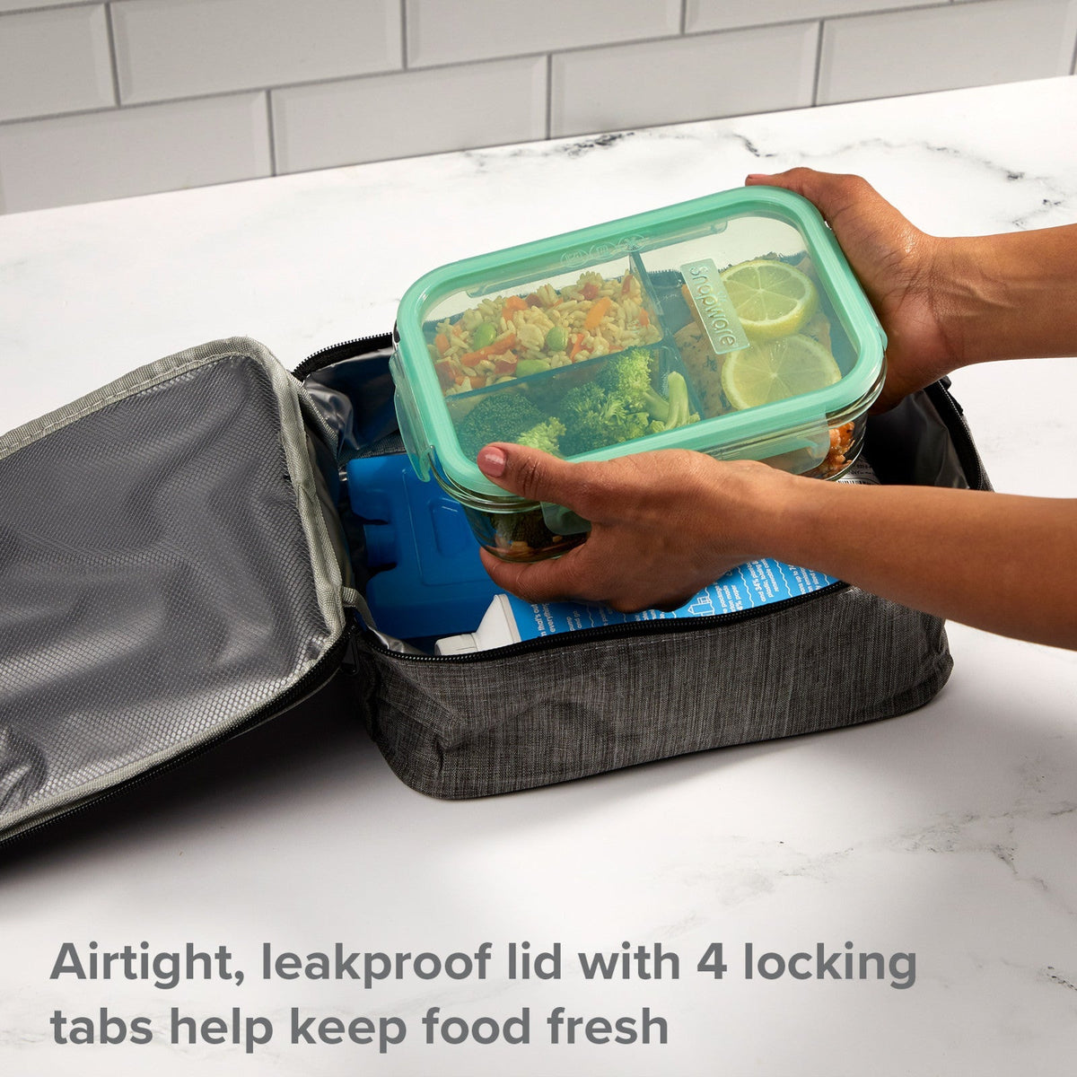 Snapware® MealBox™ 3.8-cup Divided Glass Storage Container with Lid